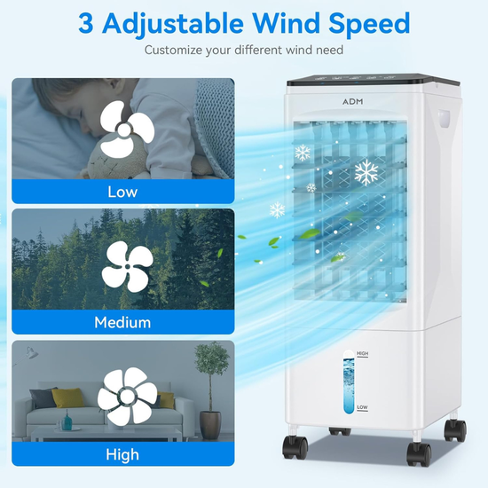 540 : ADM 3-in-1 smart portable air cooler – cooling, fan & humidifier