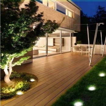 350 : Set of 4 Solar Ground Disk Lights – Outdoor Lamps for Garden, Pathways & Yard