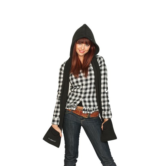 7028-2 : Scoodie Detachable Hooded Scarf- black- size L
