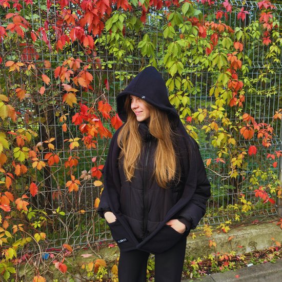 7028-2 : Scoodie Detachable Hooded Scarf- black- size L