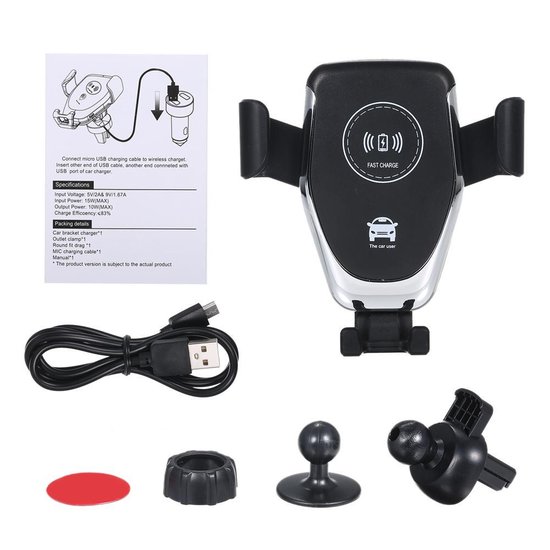 320 : CAR HOLDER WITH BUILT-IN INDUCTIVE CHARGER FAST CHARGE QI