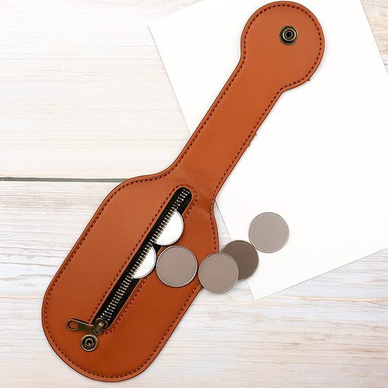 Portmonetka z prawdziwej skóry do samoobrony - jasny brąz