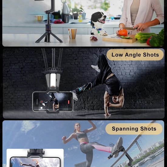 6034 : 2-axis gimbal stabilizer & selfie stick | removable fill light A10