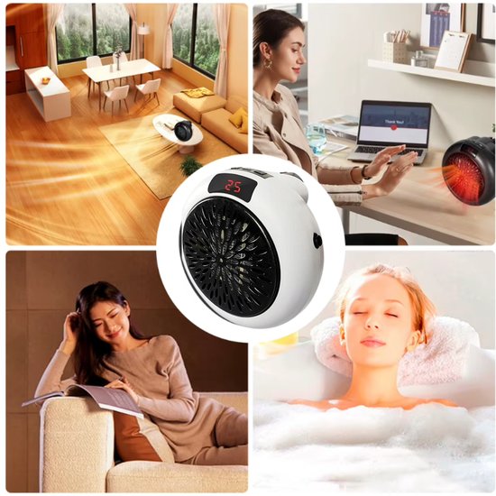 Przenośny Mini Grzejnik Ścienny 900W z Pilotem - Biały