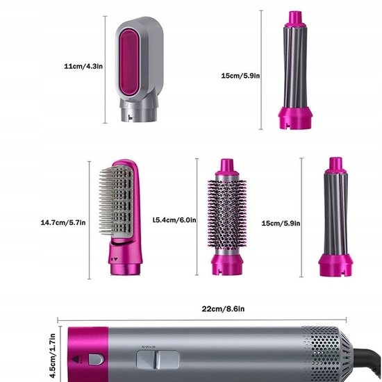 387 : Hair set brush curler dryer 5in1