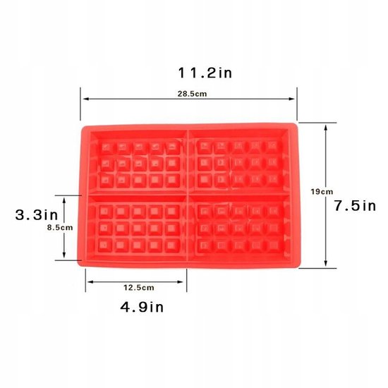 077 : Multi-Use Silicone Waffle & Snack Mold – 4-Section Baking Tray