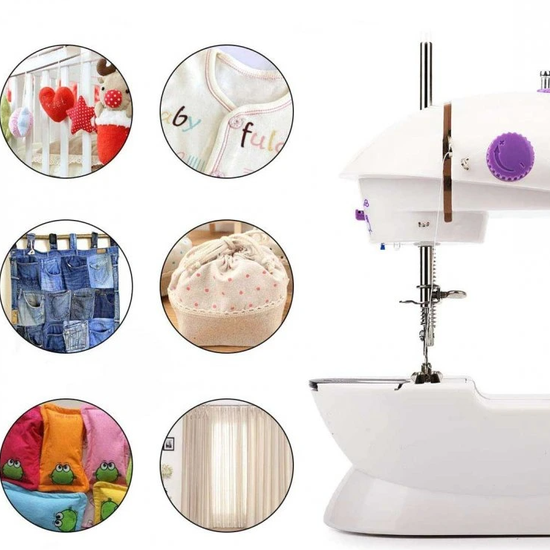 229 : Mini electric sewing machine – portable with pedal, lighting & accessories