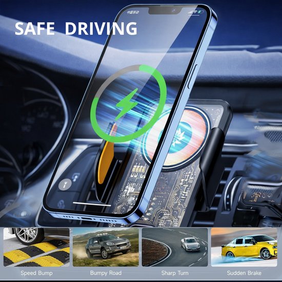 7066 : 15W car phone holder with wireless charging