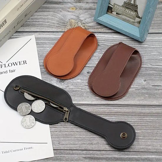 Portmonetka z prawdziwej skóry do samoobrony - czarna