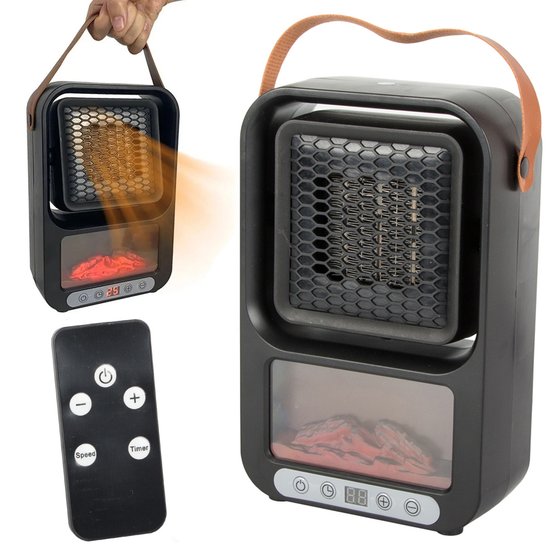 6073 : Portable Electric heater with LED Fireplace | Remote included