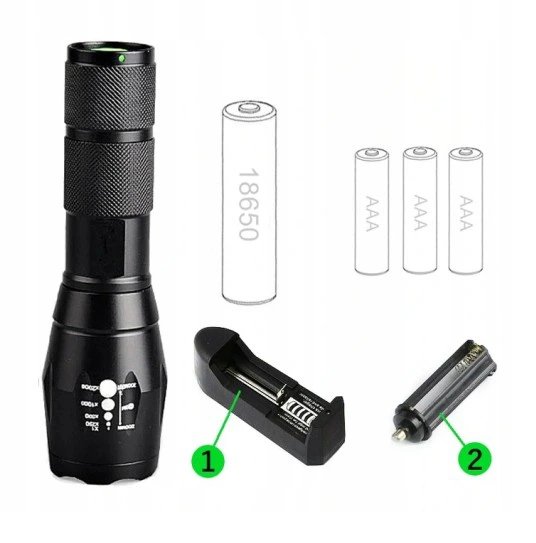 290 : Super strong tactical flashlight | Two types of power supply