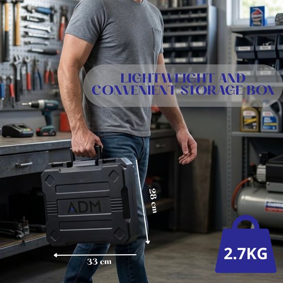 395 : ADM Cordless screwdriver + two batteries 12V, set 77pcs