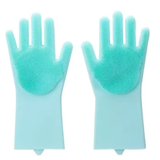 074 : Multipurpose silicone scrubbing gloves-turquoise