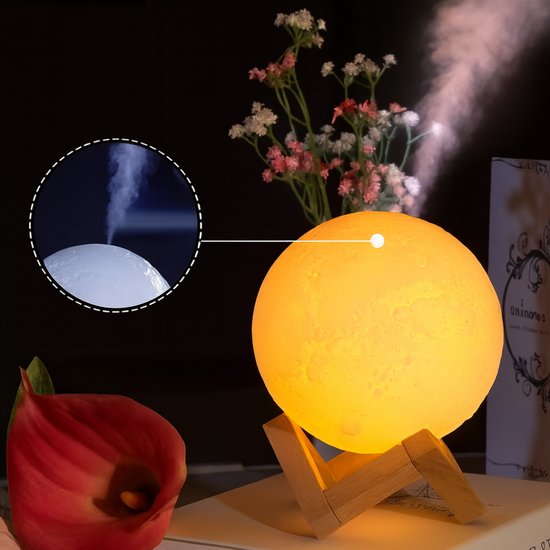 Nawilżacz powietrza i lampka LED w kształcie księżyca 2w1