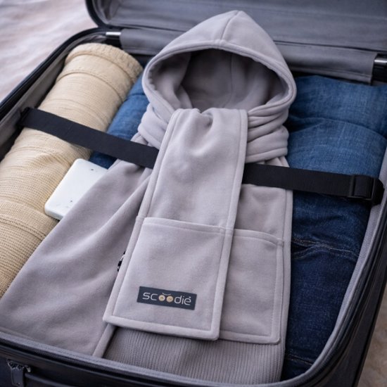 7031-1 : Scoodie Detachable Hooded Scarf - light gray- size R