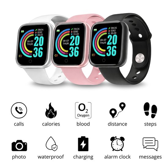 053 : Smartwatch D20S 2021 | Unisex, heart rate monitor, large display