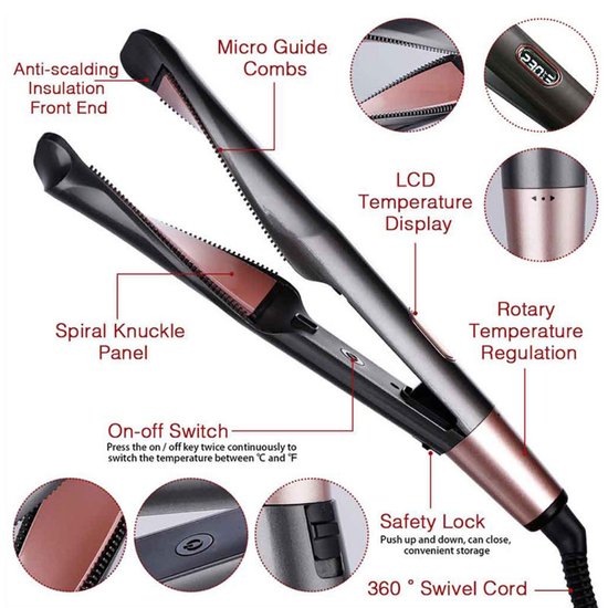 314 : 2-in-1 Professional hair straightener & curler