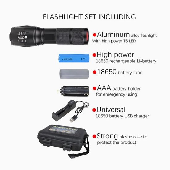290 : Super strong tactical flashlight | Two types of power supply