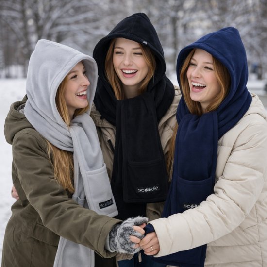 7029-1 : Scoodie Detachable Hooded Scarf- red-black-size R