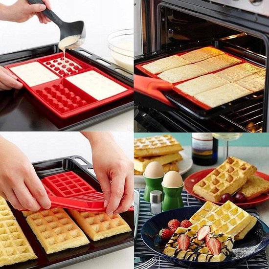 077 : Multi-Use Silicone Waffle & Snack Mold – 4-Section Baking Tray