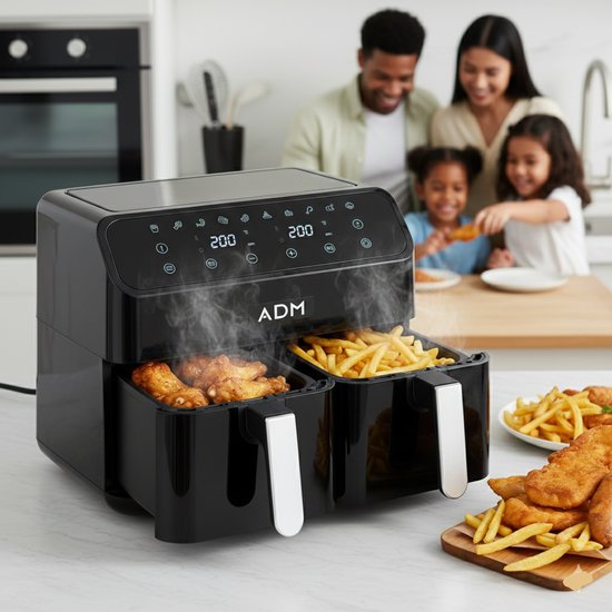 550 : ADM Double Air Fryer – 2-baskets 8l