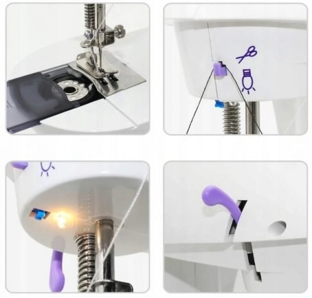 229 : Mini electric sewing machine – portable with pedal, lighting & accessories