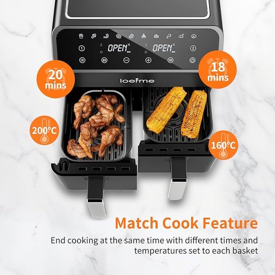 550 : ADM Double Air Fryer – 2-baskets 8l