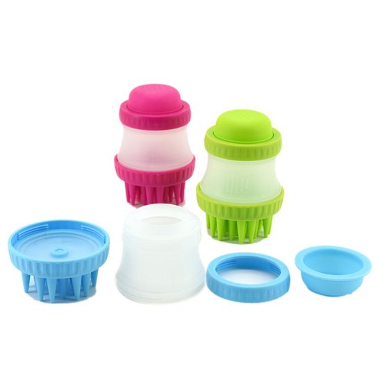 145 : Silicone dog bath brush with dispenser