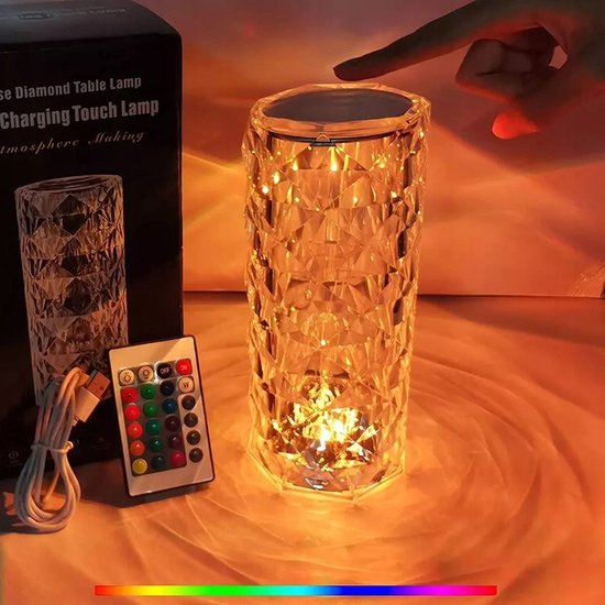 451 : Crystal diamond lamp rose effect usb + remote