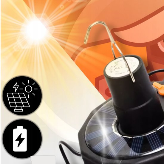 340 : Solar LED Hanging Lamp with Panel for Garage, Workshop & Outdoor Use