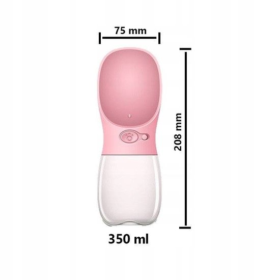 016-1 : Portable Dog Water Bottle 350ml – Pink