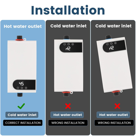 2228 : Instant Tankless Electric Water Heater – 3500W | Digital Display