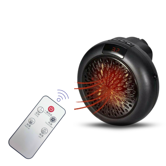 137 : Portable Wall Mini Electric Heater 900W with Remote Control-Black