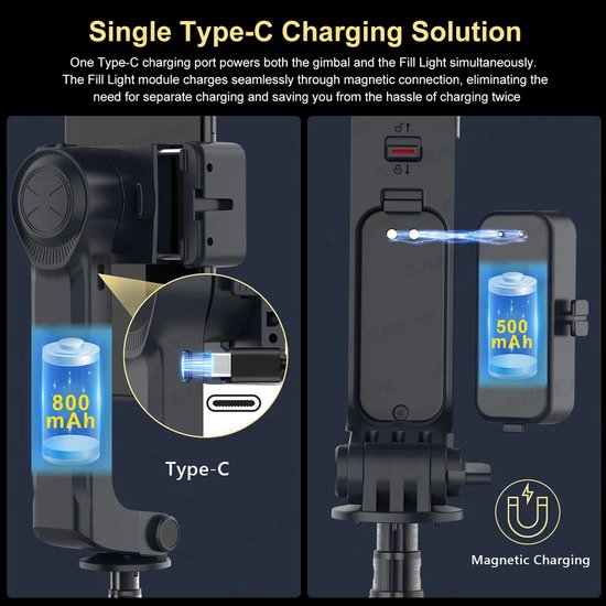 6034 : 2-axis gimbal stabilizer & selfie stick | removable fill light A10