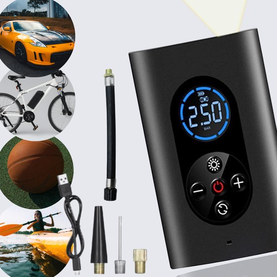 Inteligentna bezprzewodowa pompa powietrza z oświetleniem LED | 150 PSI