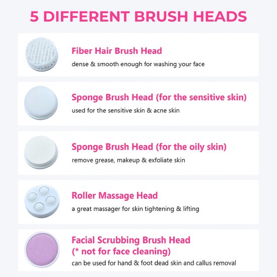 089 : 5-in-1 Electric facial brush | 5 Heads included