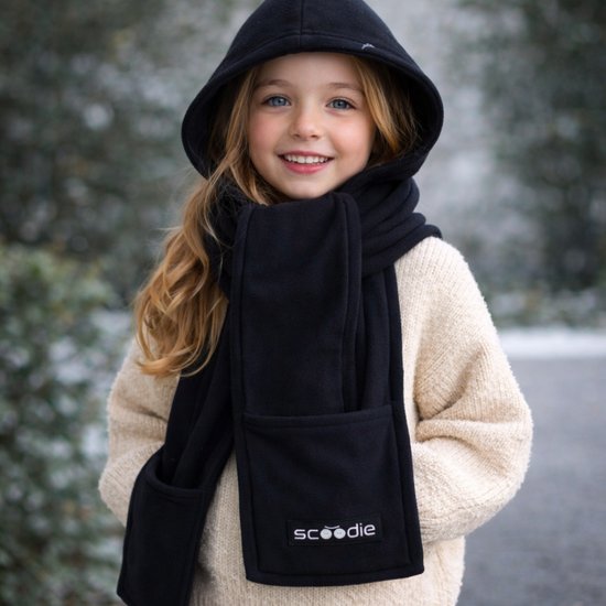 7028-2 : Scoodie Detachable Hooded Scarf- black- size L