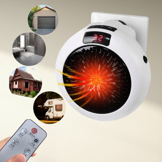 Przenośny Mini Grzejnik Ścienny 900W z Pilotem - Biały