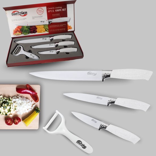 Całkowicie białe noże kuchenne ceramiczne 4 el SWISS HOME