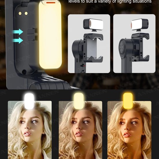 6034 : 2-axis gimbal stabilizer & selfie stick | removable fill light A10