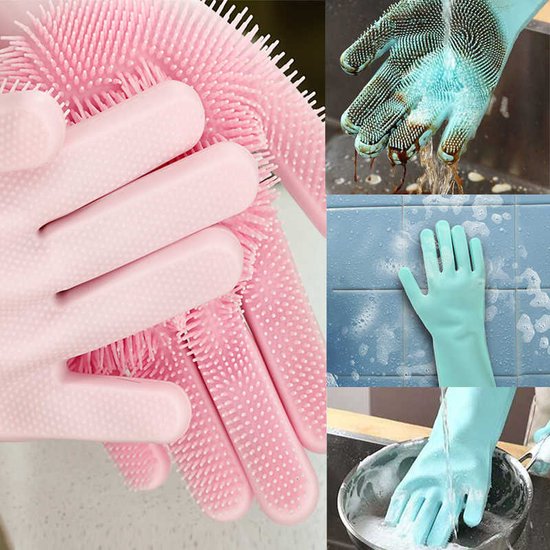 074 : Multipurpose silicone scrubbing gloves-turquoise
