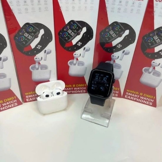 Zestaw smart watch + słuchawki douszne 8 DM01