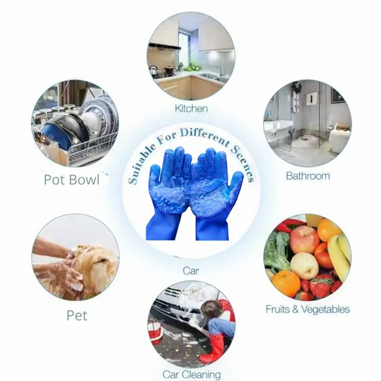 Wielofunkcyjne silikonowe rękawice - niebieski