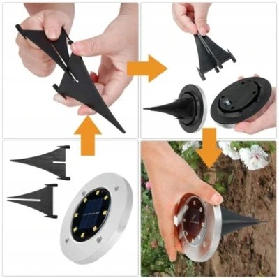 350 : Set of 4 Solar Ground Disk Lights – Outdoor Lamps for Garden, Pathways & Yard