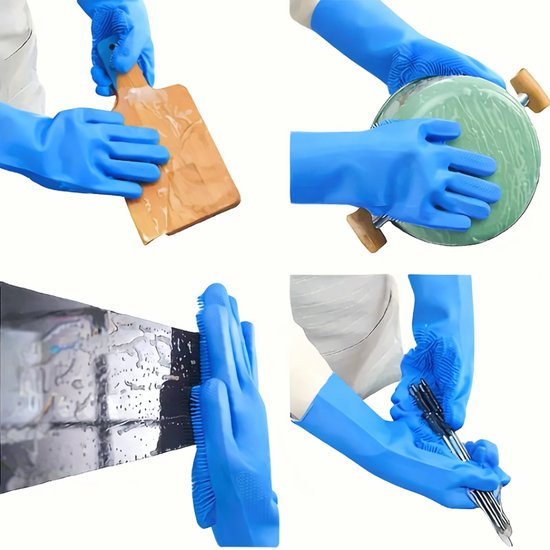 074-1 : Multipurpose silicone scrubbing gloves-blue