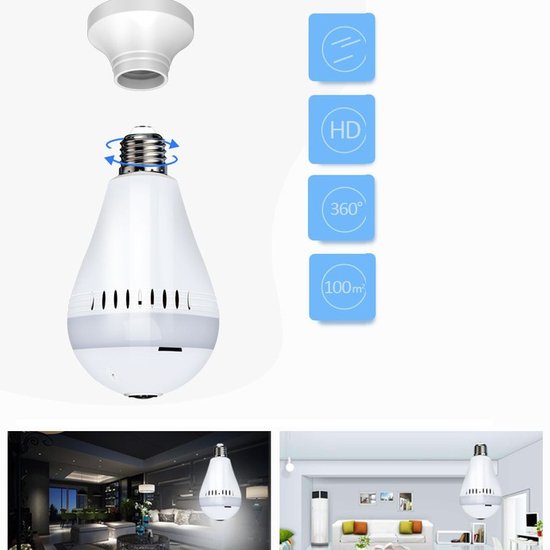 Inteligentna kamera 360° w żarówce z WiFi i dwukierunkowym dźwiękiem