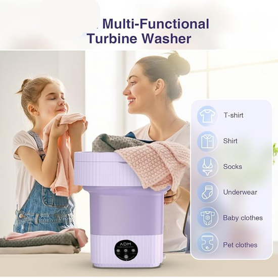 7021 : ADM Portable Folding Mini Washing Machine- purple