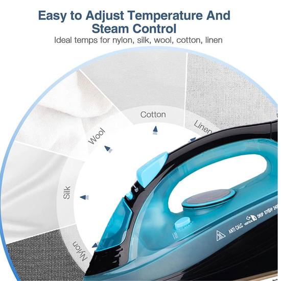 483-2 : Cordless Electric Steam Iron 2400W with Ceramic Soleplate - Blue