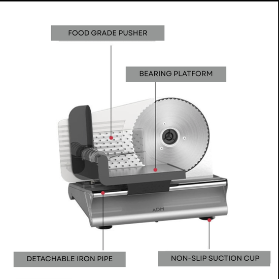 2119 : ADM electric food slicer – adjustable precision slicing for home and professional kitchens