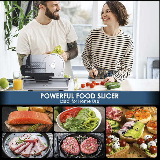 2119 : ADM electric food slicer – adjustable precision slicing for home and professional kitchens